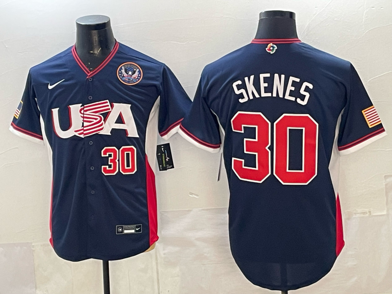Men 2026 World Cub USA #30 Skenes blue Nike MLB Jersey 014->more jerseys->MLB Jersey